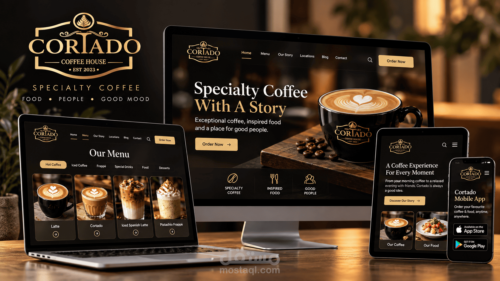 تصميم وتطوير موقع Cortado Coffee House