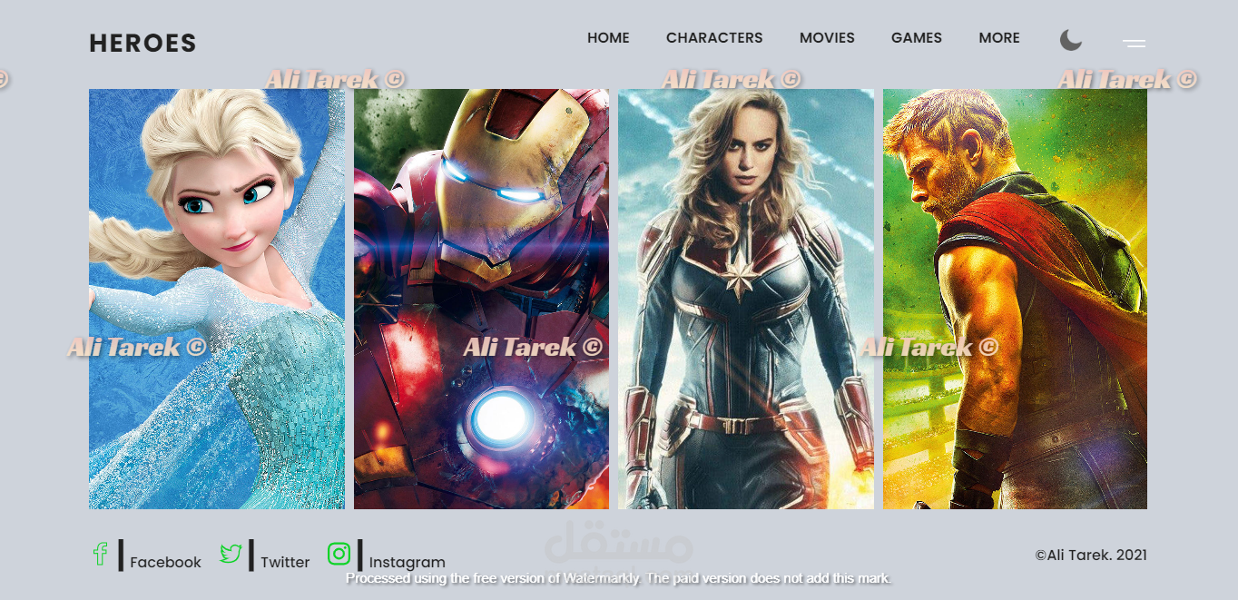 Dynamic Responsive Hero Website with toggling menu and dark mode