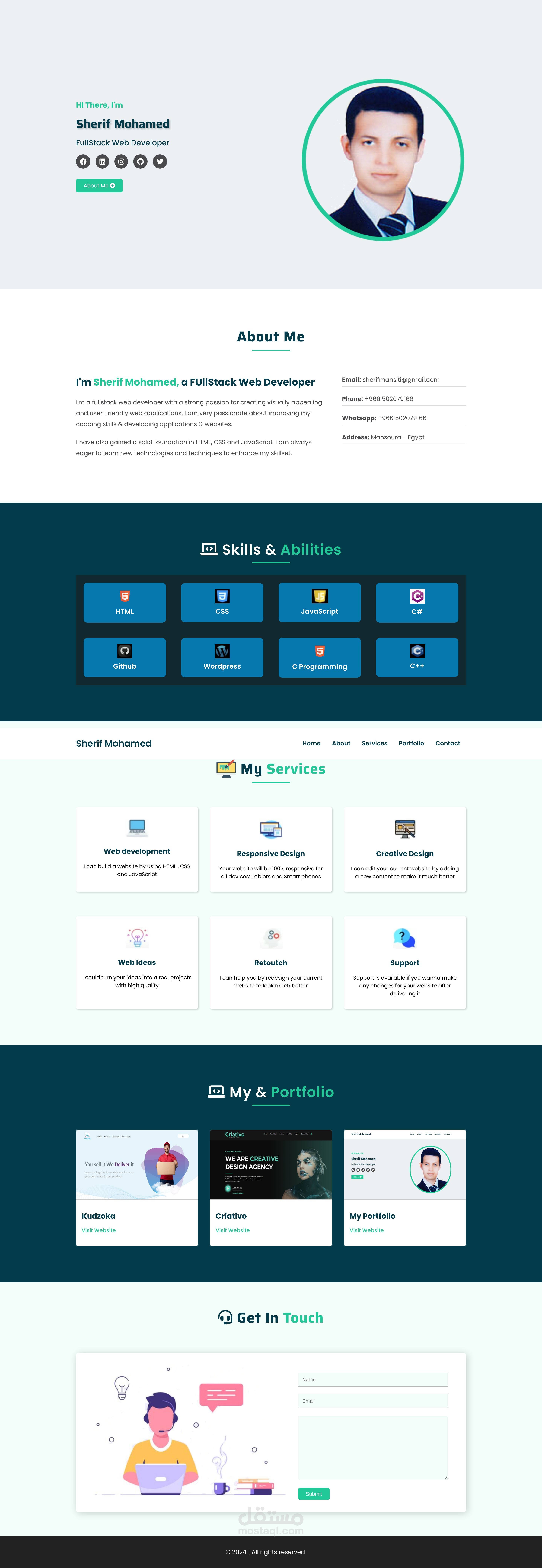 عمل موقع شخصي إحترافي  Personal Portfolioونشره على الويب