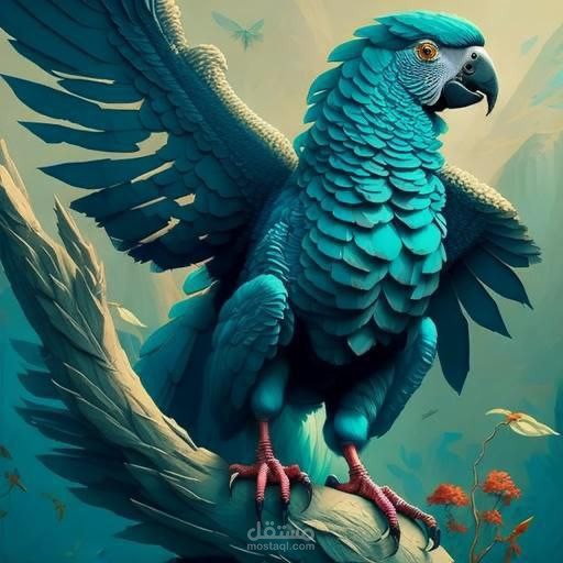 تصميم صورة ببغاء من عصر الديناصورات عبر ادوبي فوتوشوب