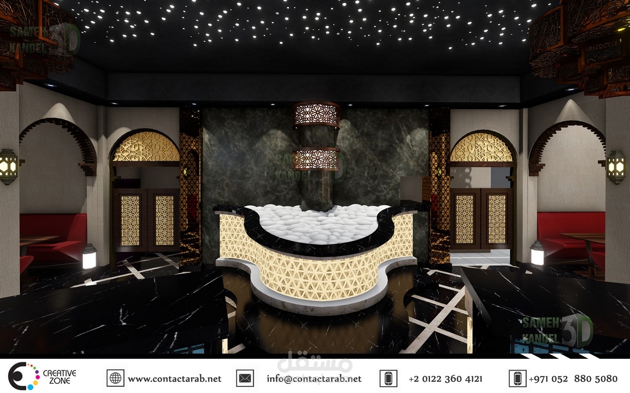 مطعم اسماك المرشدي - مدينتي - التصميم الداخلي