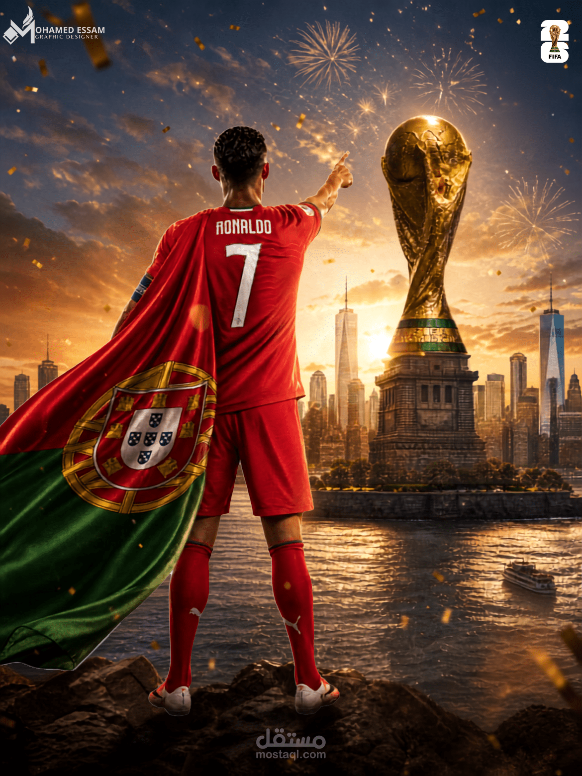 تصميم سوشيال ميديا كريستيانو رونالدو حلم كأس العالم