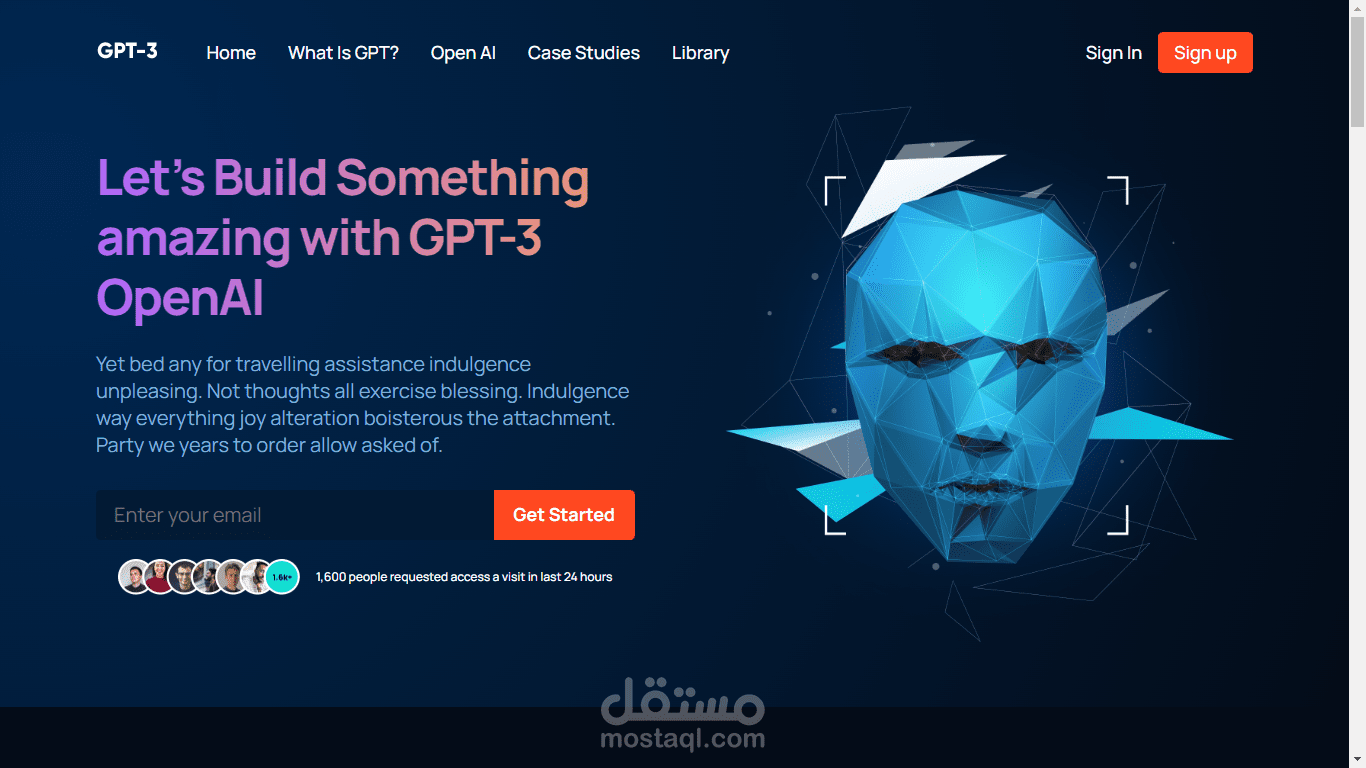 GPT-3 Open AI -- landing page