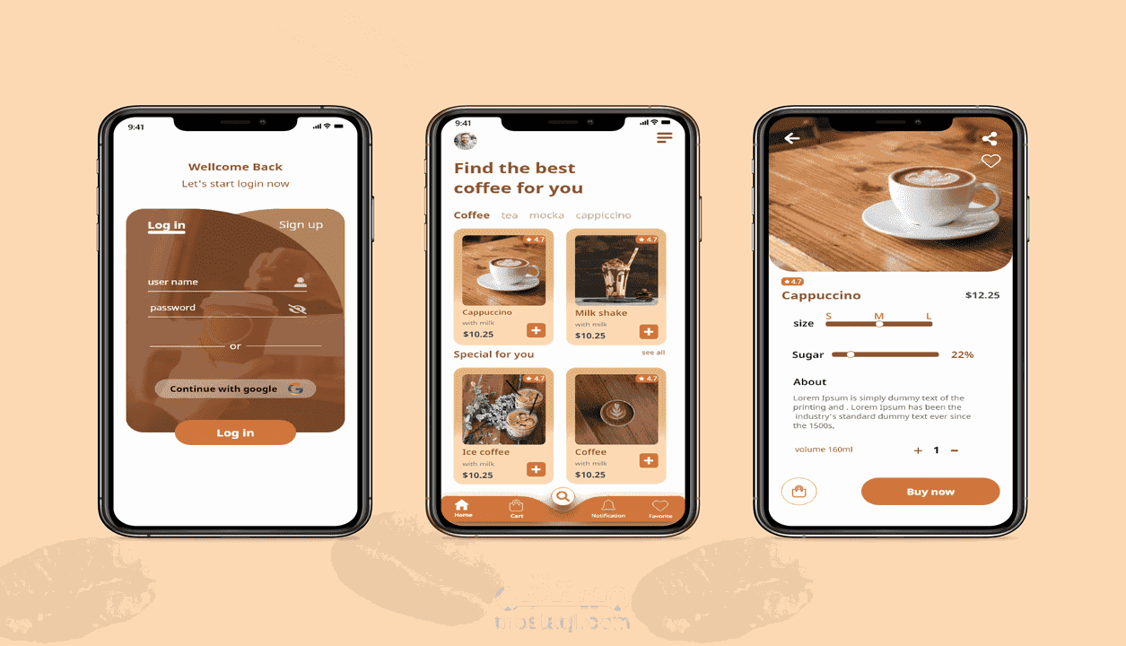 تصميم تطبيق coffee house