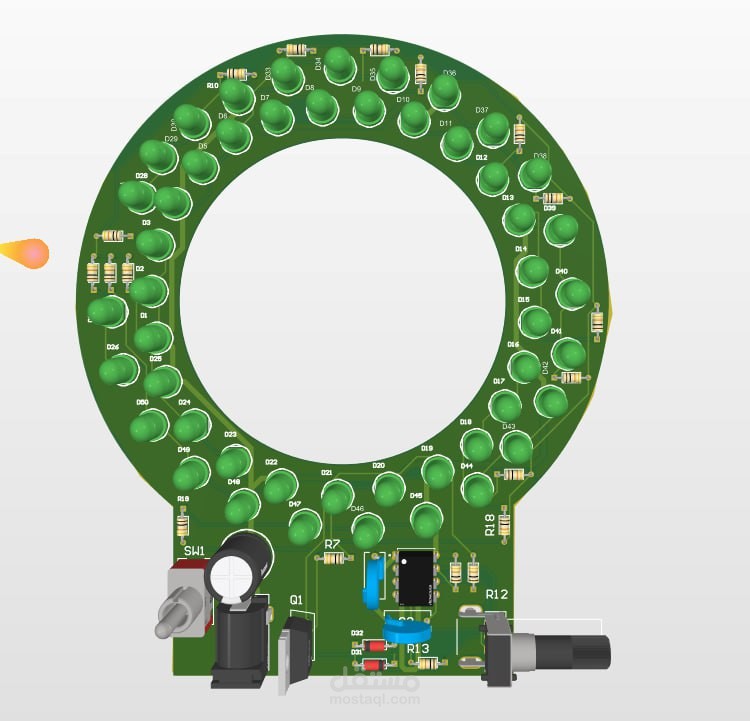 تصميم لوحة إلكترونية لحلقة إضاءة LED للمجهر (Microscope LED Ring Light)