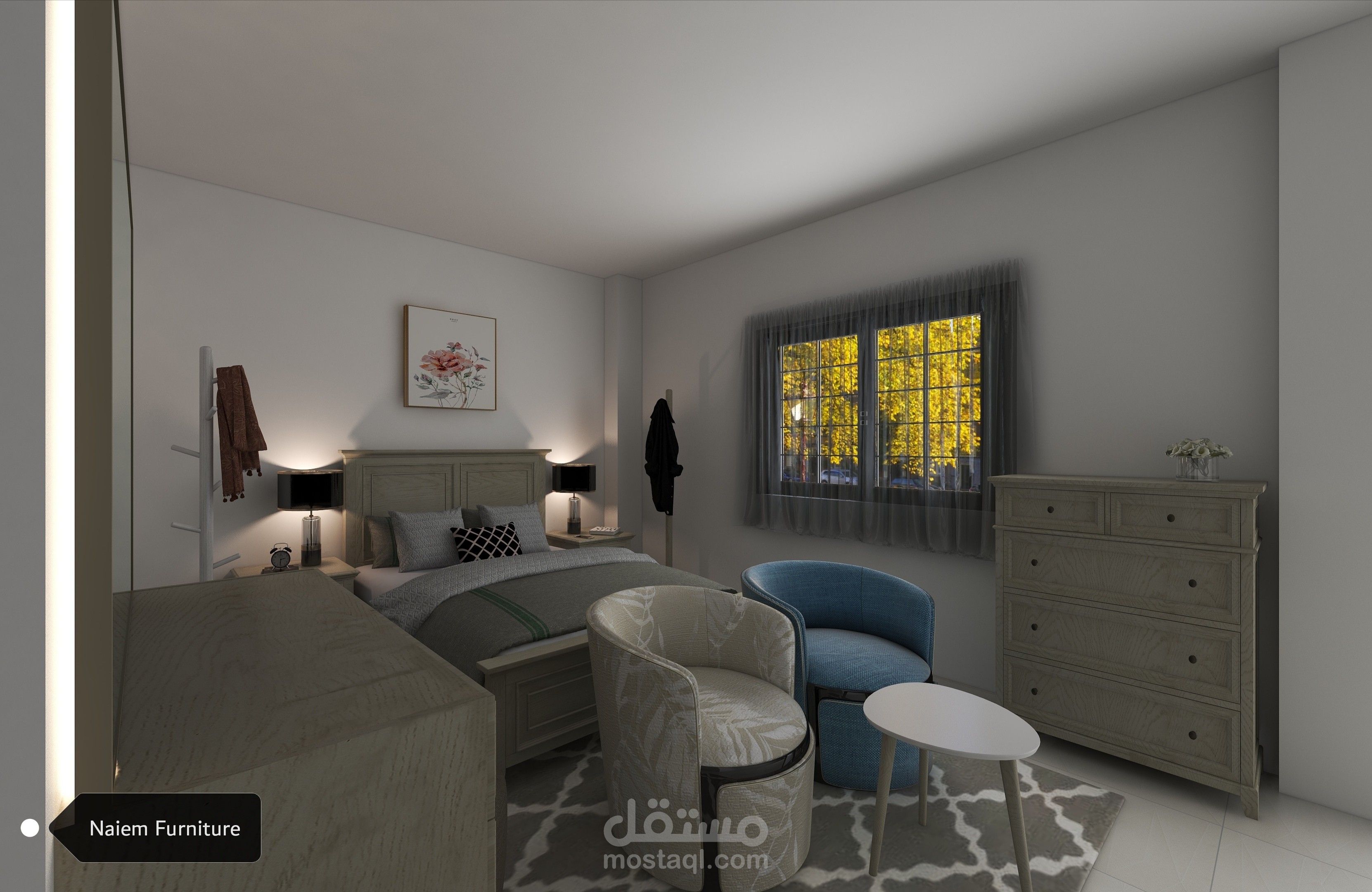 تصميم 3d لغرفة نوم رئيسيه