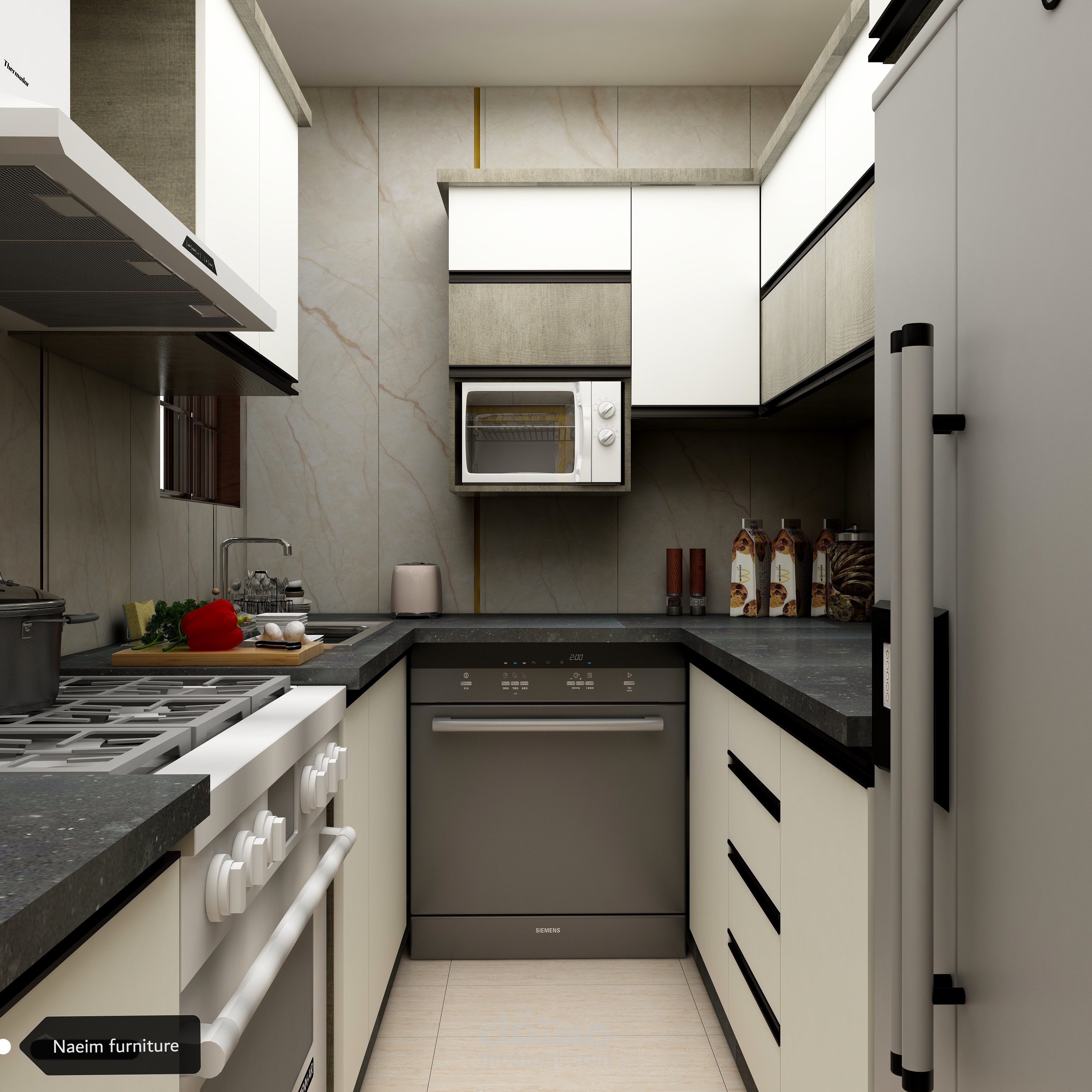 تصميم 3d لمطبخ بولي لاك