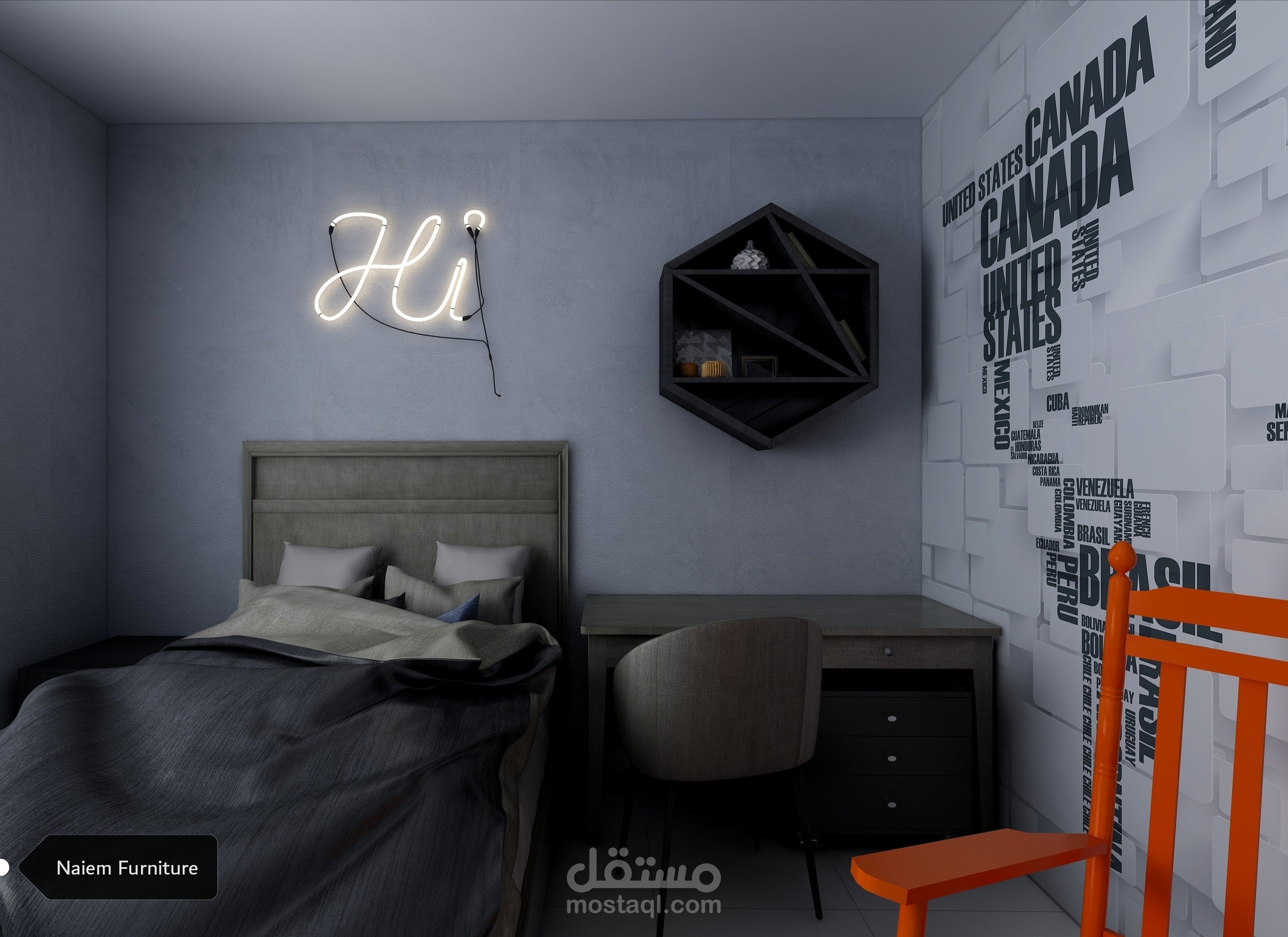 تصميم 3d لغرفة نوم أولاد