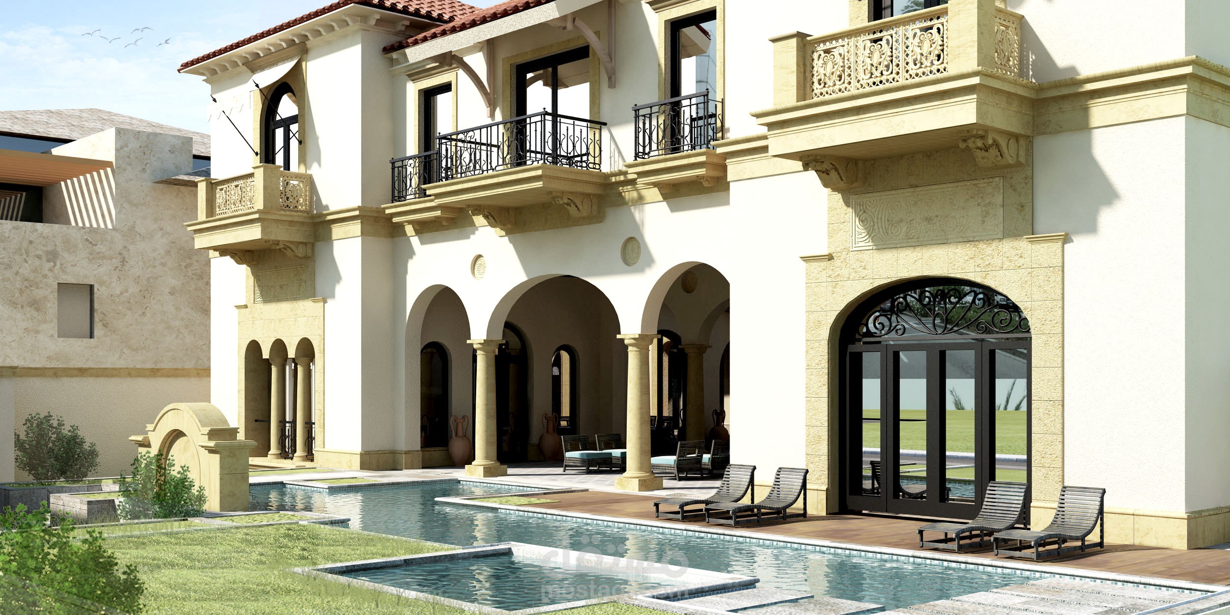 تصميم واجهات على الطراز الاسباني الحديث