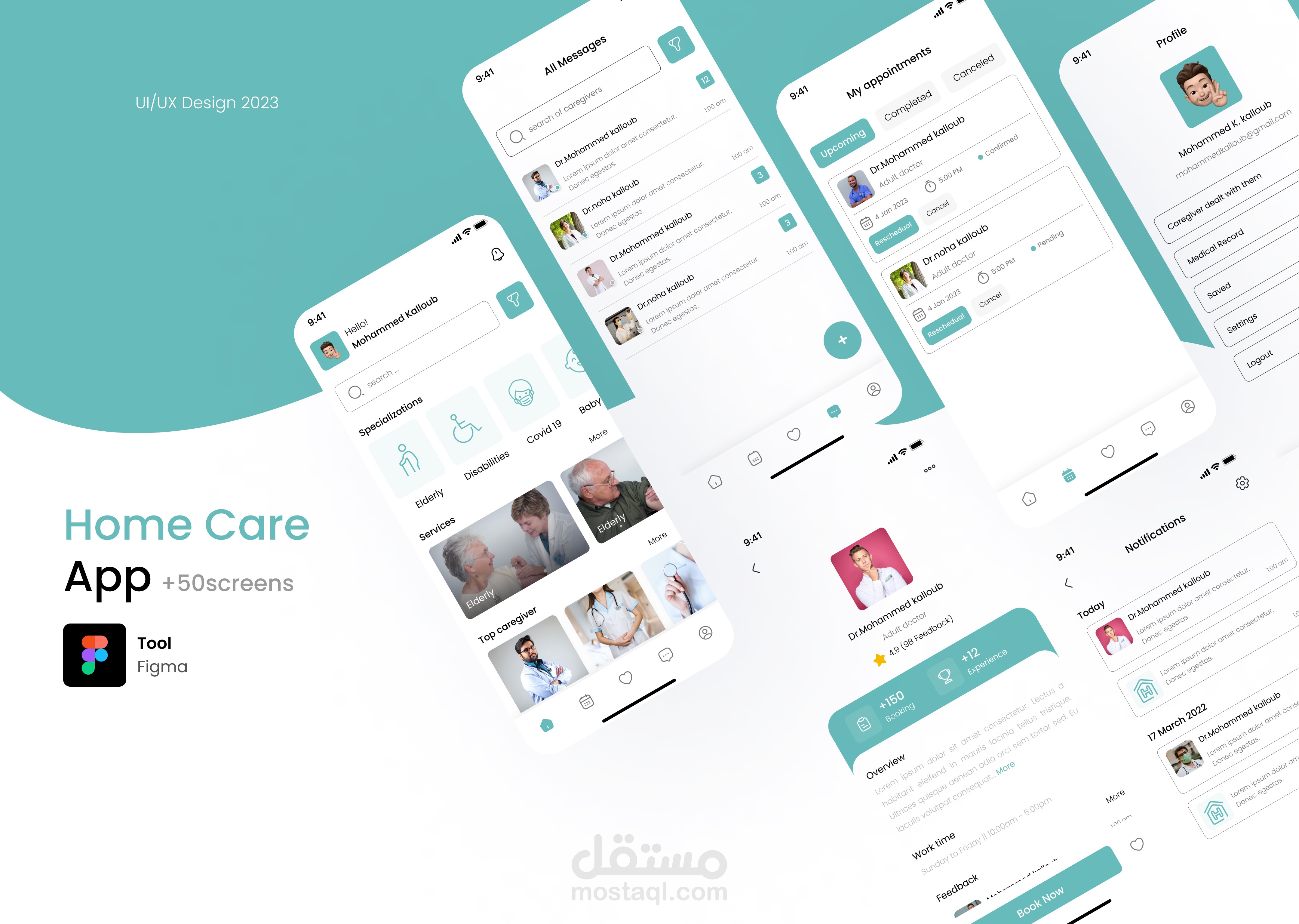 تطبيق الرعاية المنزلية️ يستهدف كبار السن وذوي الاحتياجات الخاصة وصغار السن(UX/UI Design)