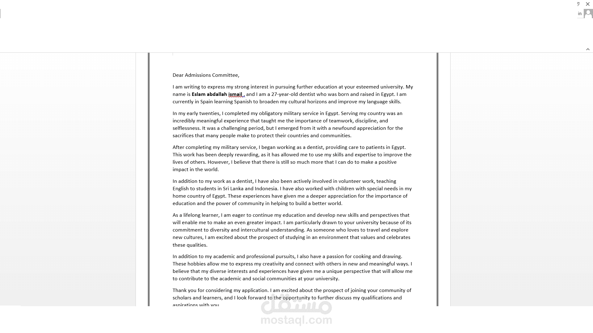 Writing a motivational letter for university application