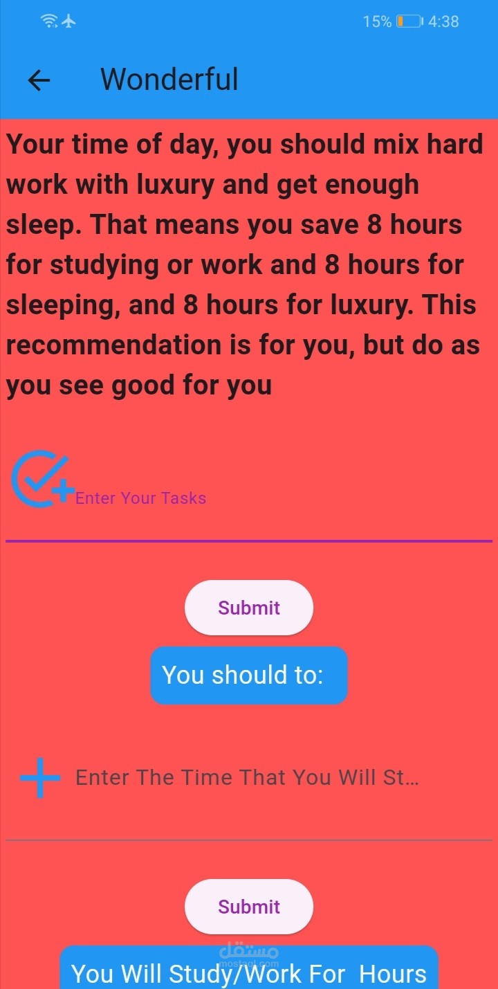 An app for time management