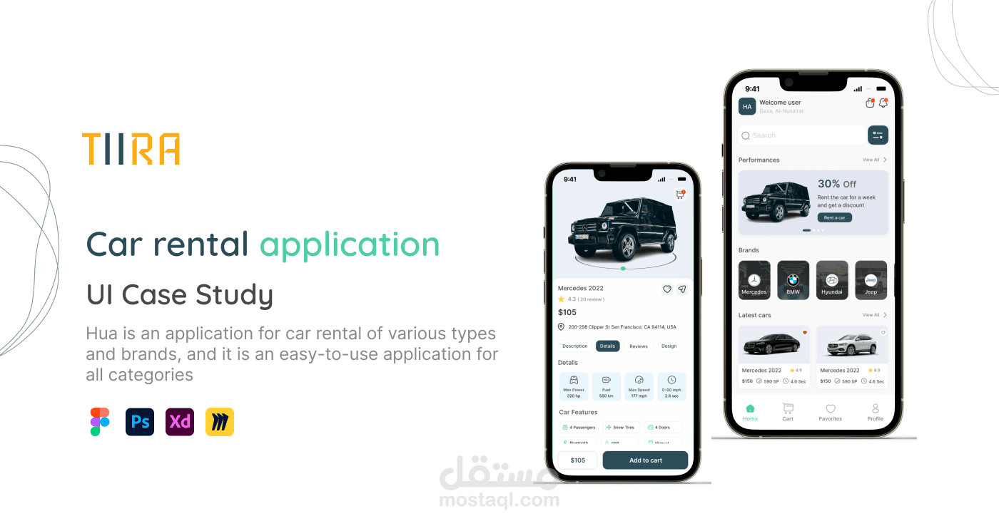 تطبيق لتاجير السيارات