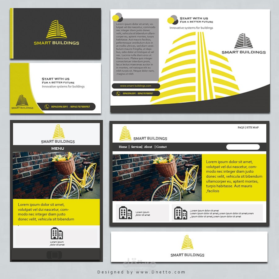 هوية بصرية وموقع لشركة بناء