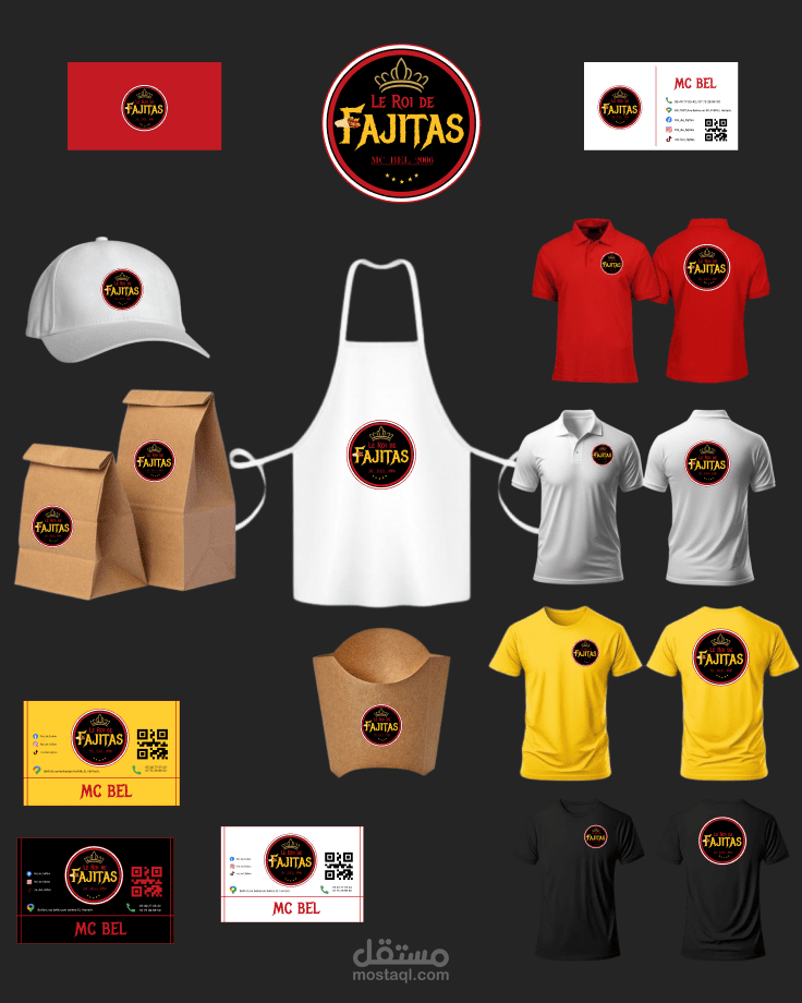 تصميم هوية بصرية متكاملة لمطعم Le Roi de Fajitas