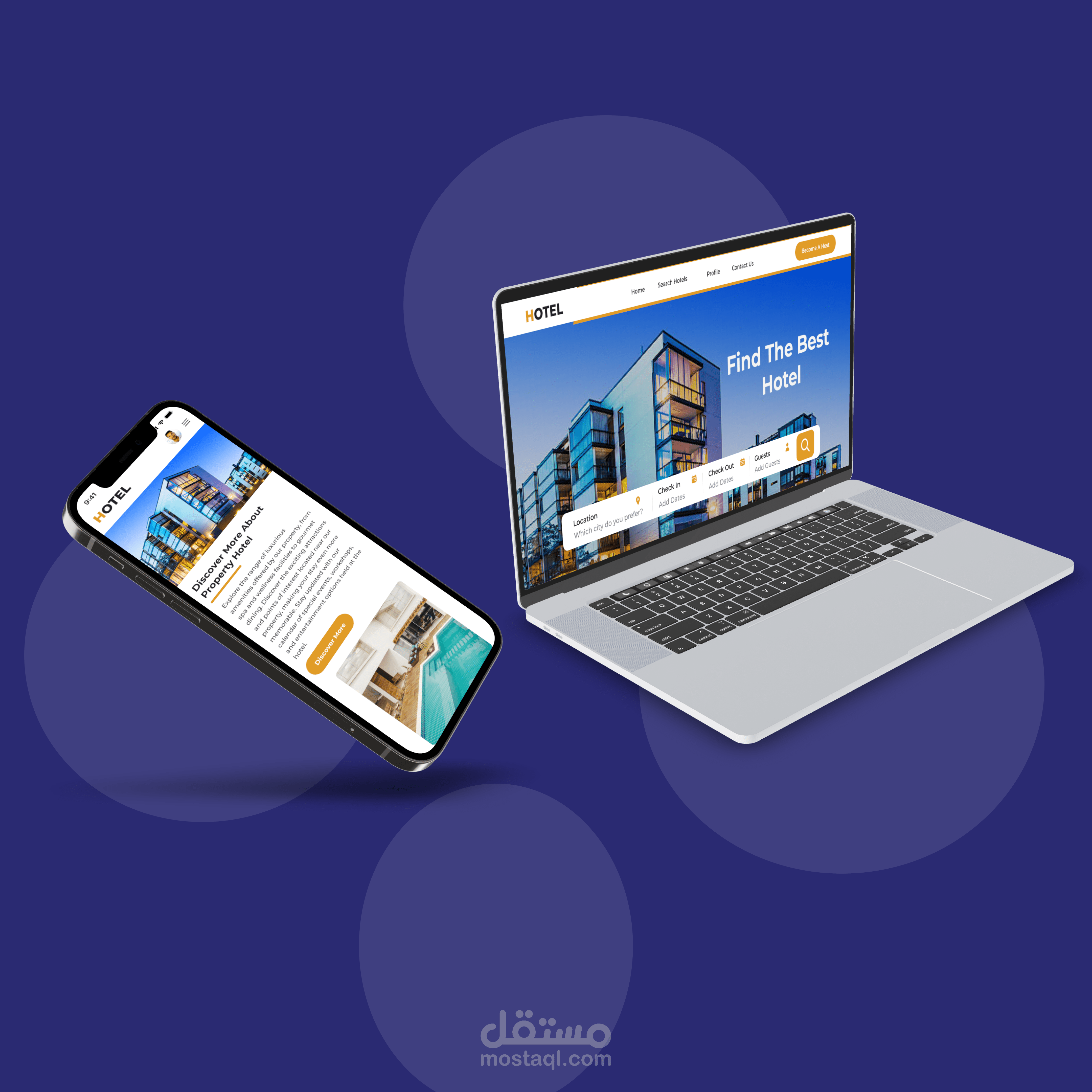 تصميم واجهة المستخدم وتجربة المستخدم لحجز الفنادق.