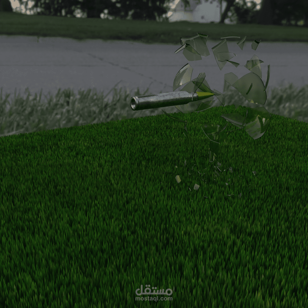 تصميم 3d لنموذج مصغر عن كسر الزجاج