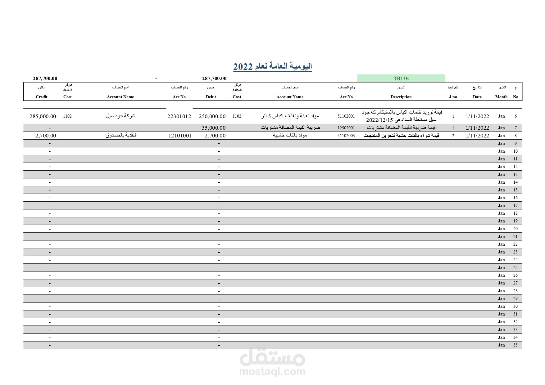 اعدادقيود اليوميةالعامة