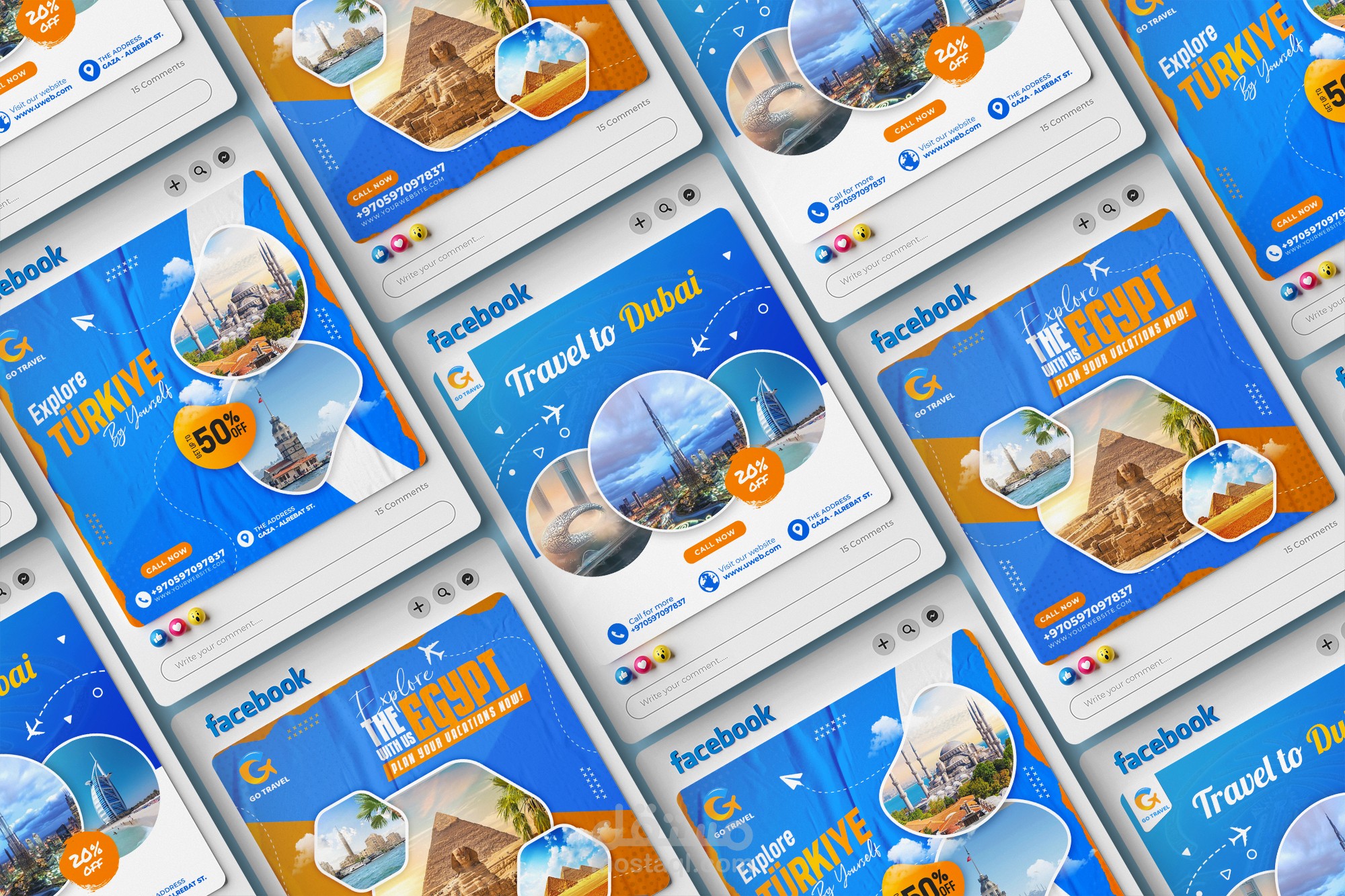 تصاميم سوشيال ميديا لشركة سياحة و سفر