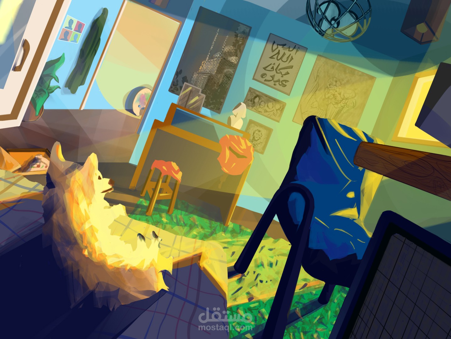 تصميم خلفية لغرفة طالب