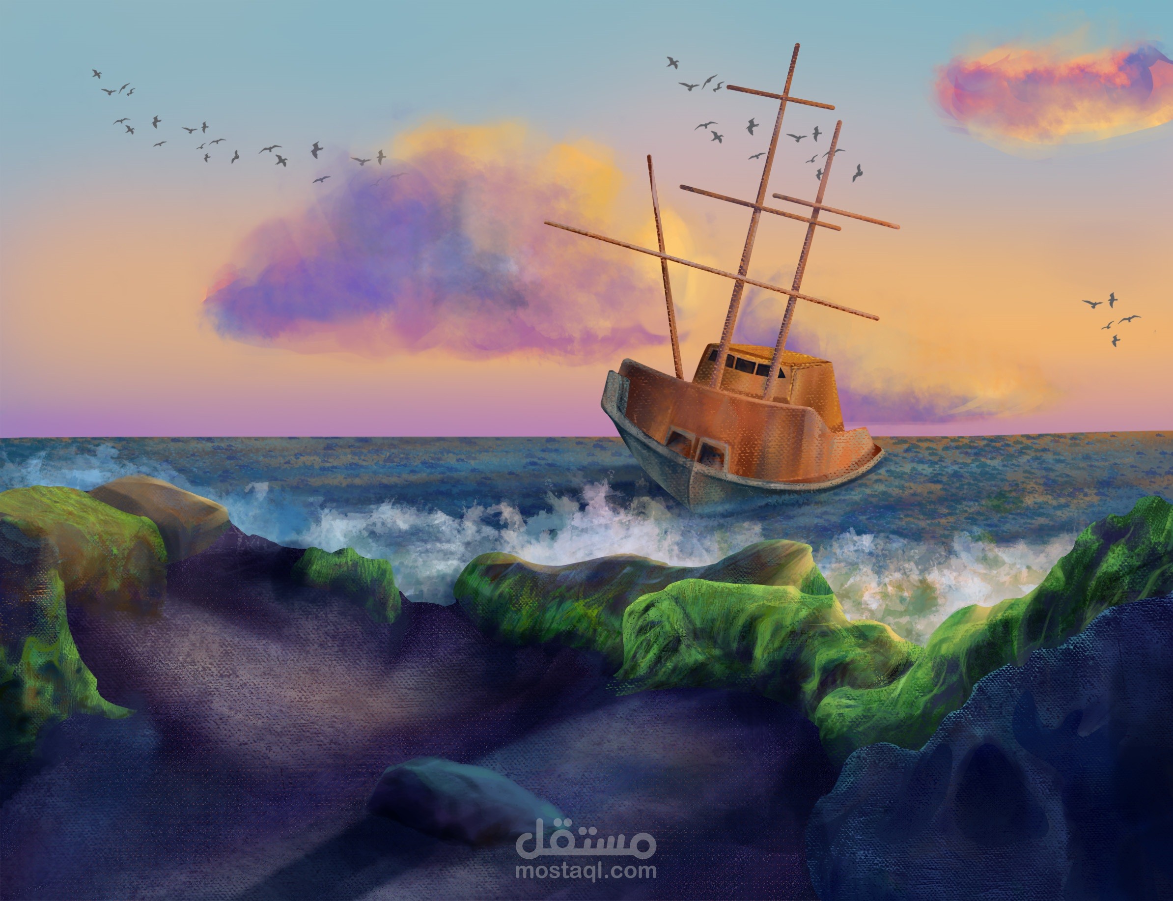 تصميم مشهد لمركب مهجور