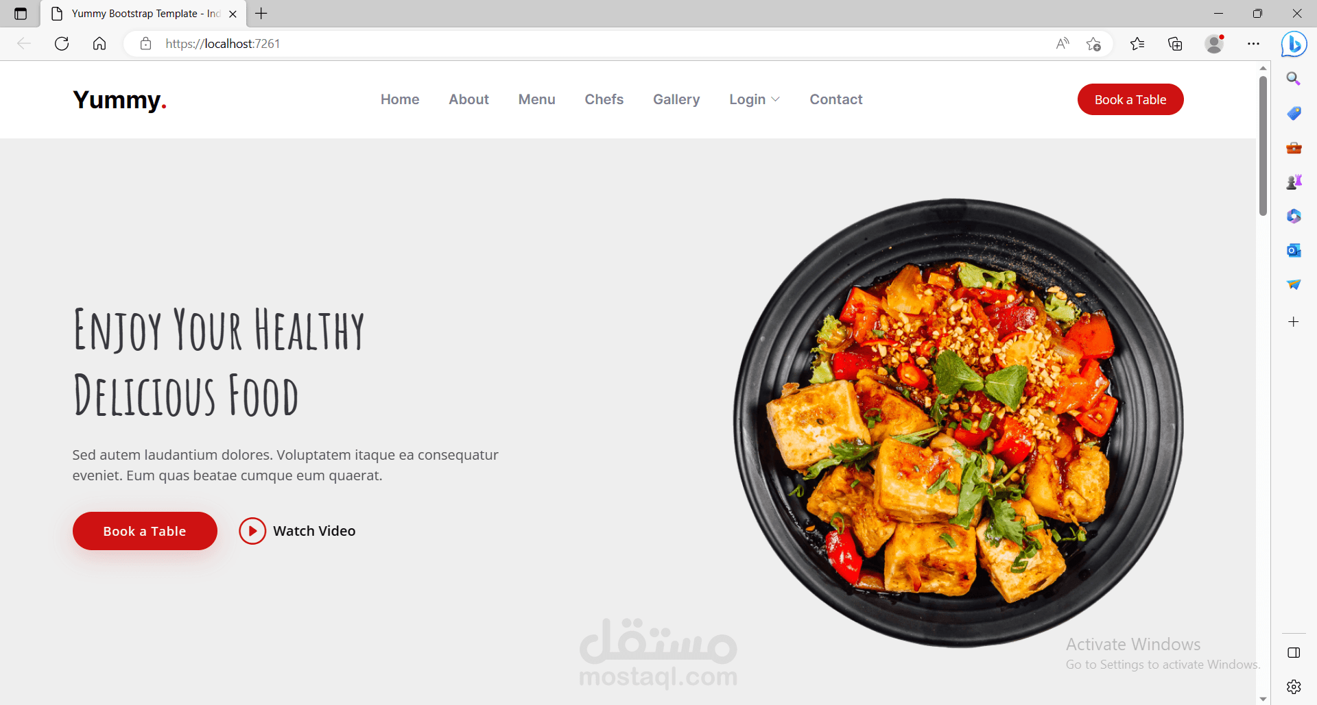 Yummy Web App Using ASP .NET Framework