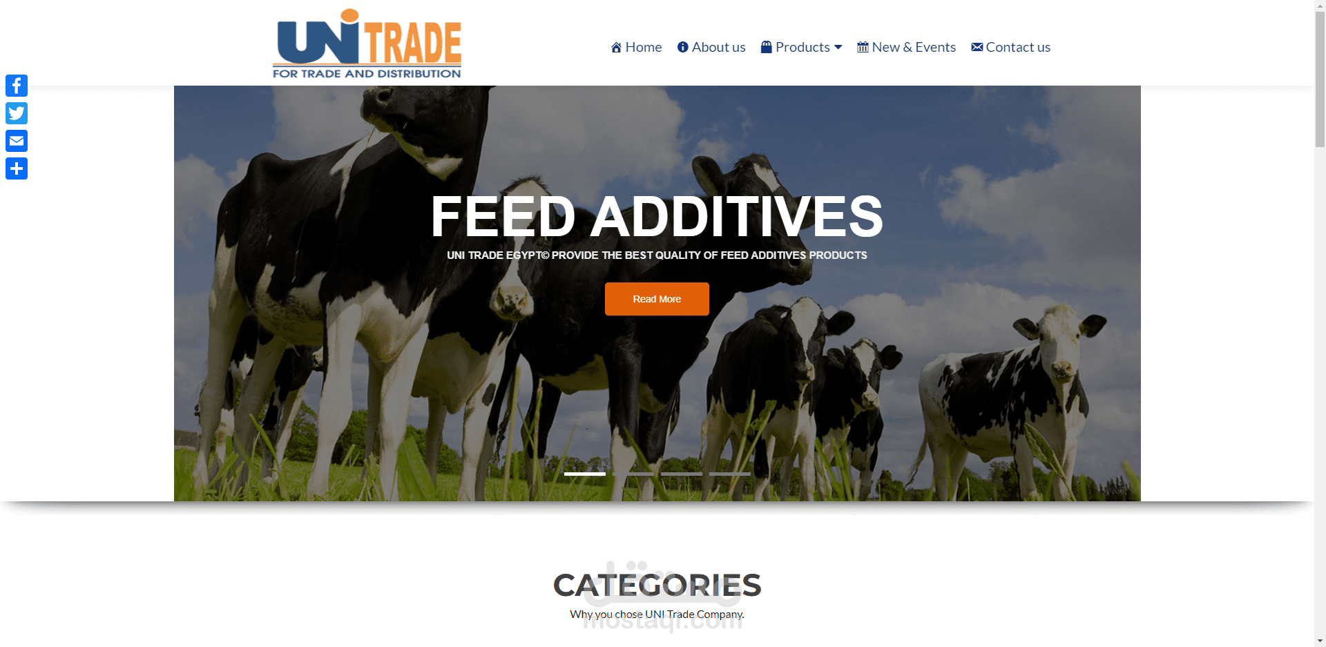 تصميم موقع لشركة يوني تريد للخدمات البيطرية