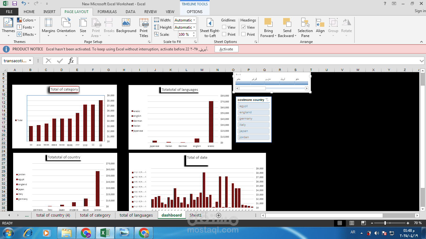 excel dashboard انشاء جدول وانشاء لوحة القيادة