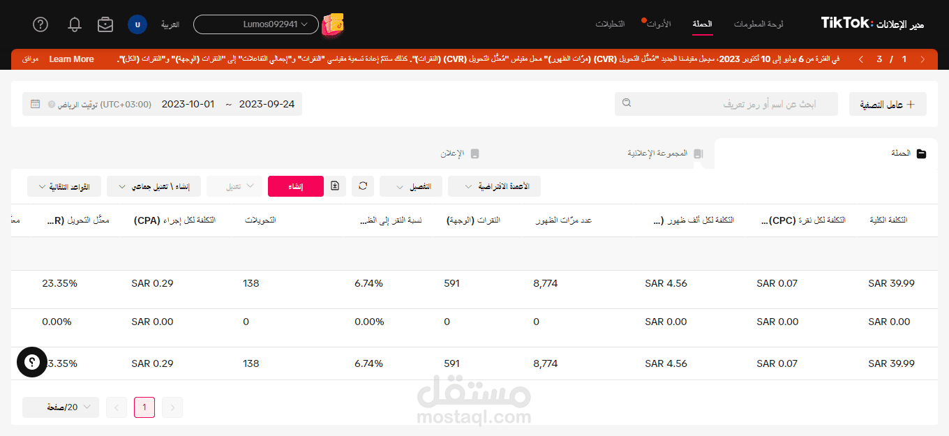 نتائج حملات اعلانية