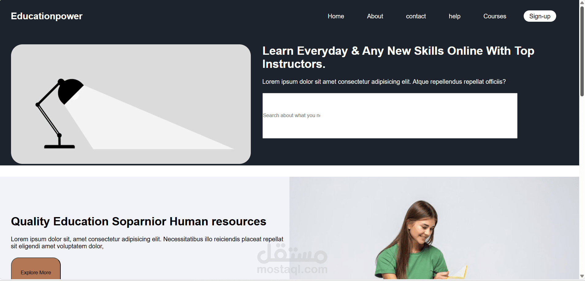 تصميم وتطوير موقع Portfolio شخصي احترافي لمطور ويب .