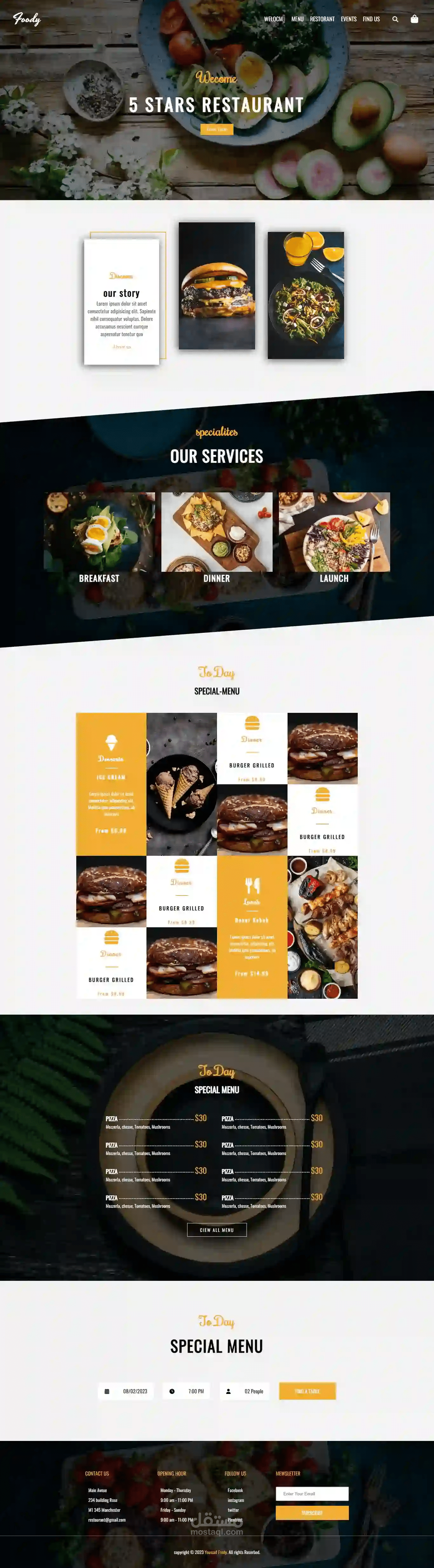 restaurant home page PSD To HTML