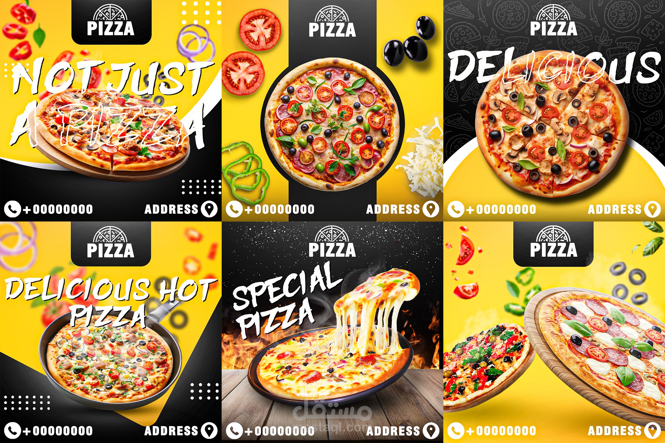 مجموعة تصاميم سوشيال ميديا لبيتزا