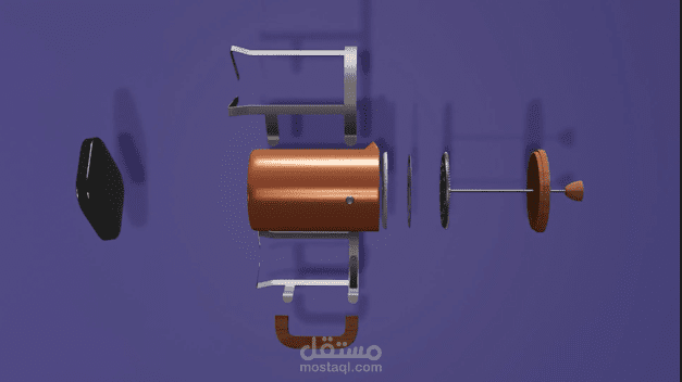 حركة عرض أجزاء صباب القهوة 3D