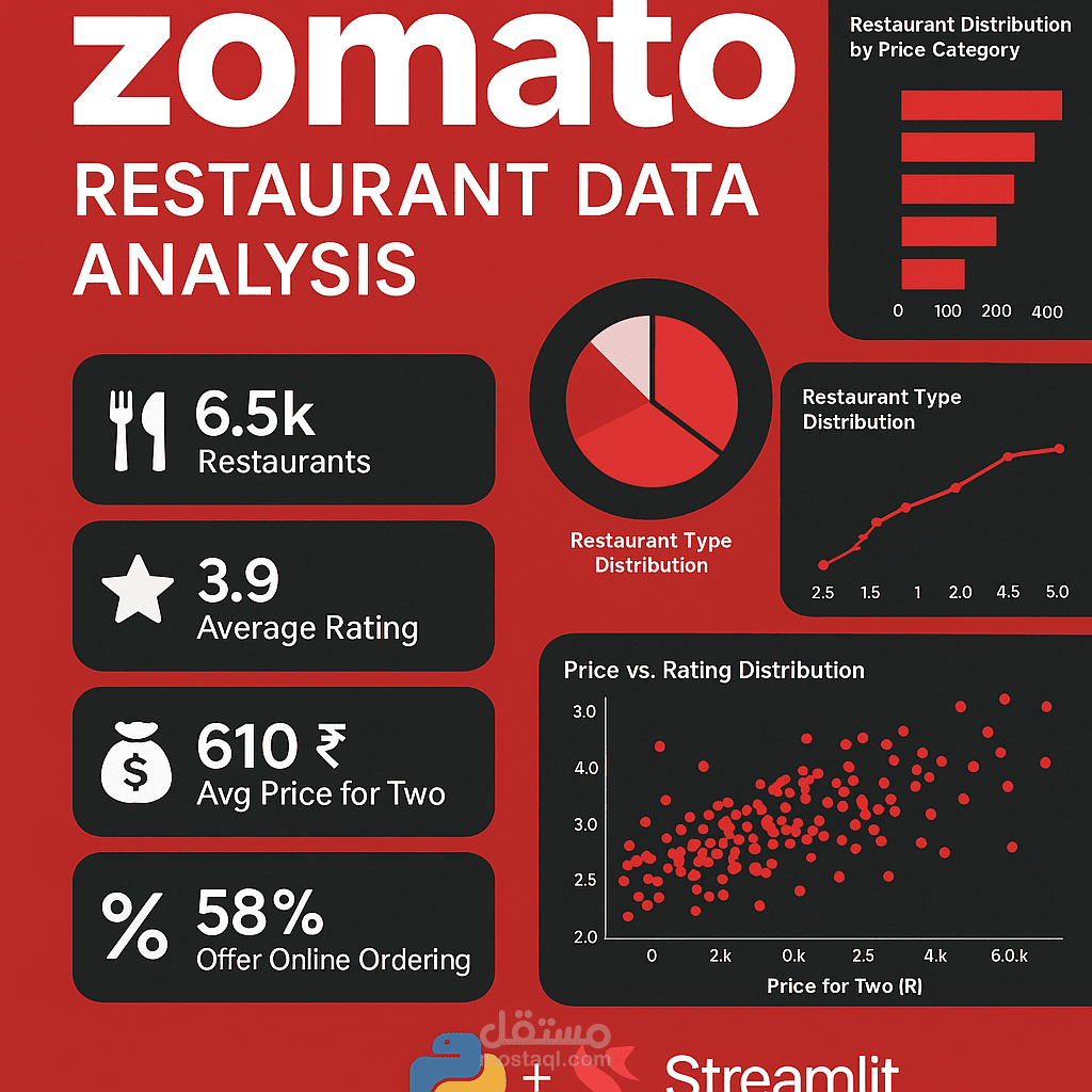 Zomato Data Analysis with Python & Streamlit | مستقل