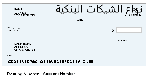 مراجعة بيانات شيكات بنكية