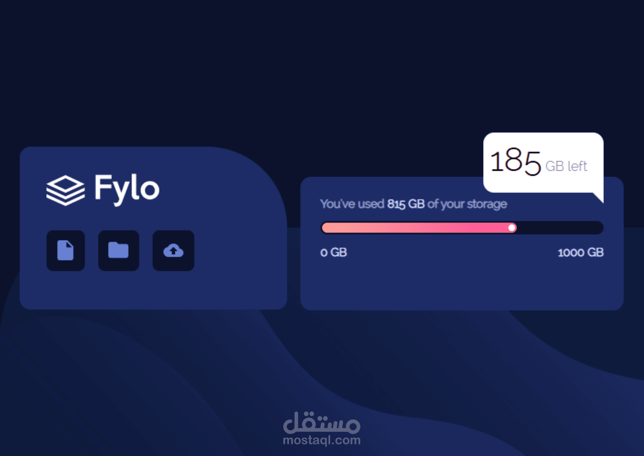 تنفيذ لوحة تحكم لخدمة التخزين السحابي " Fylo Data Storage Dashboard"