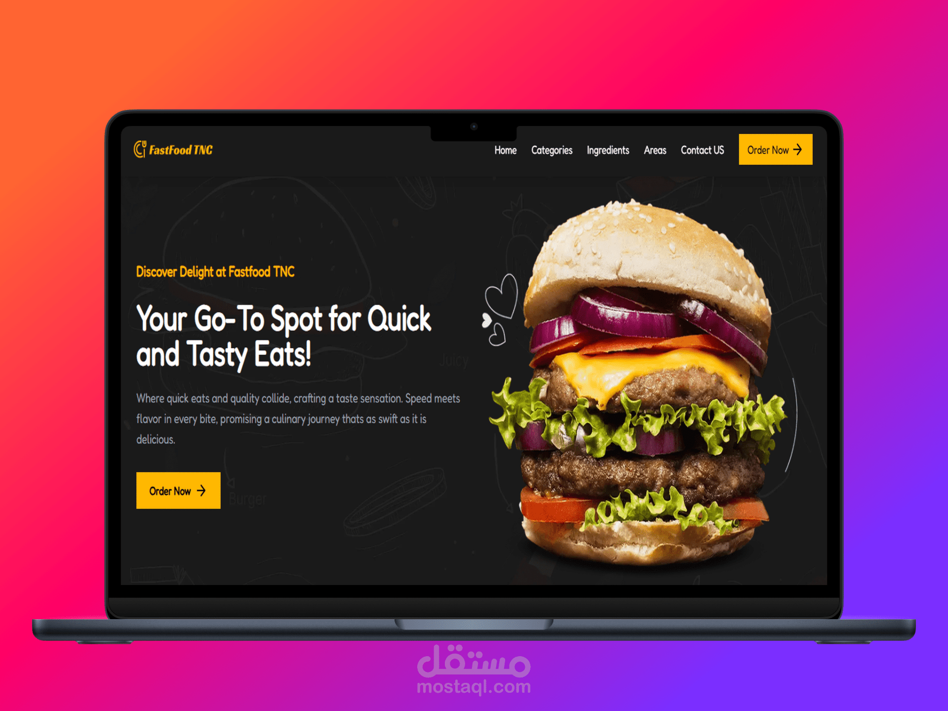 موقع لاستكشاف وطلب الوجبات السريعة.