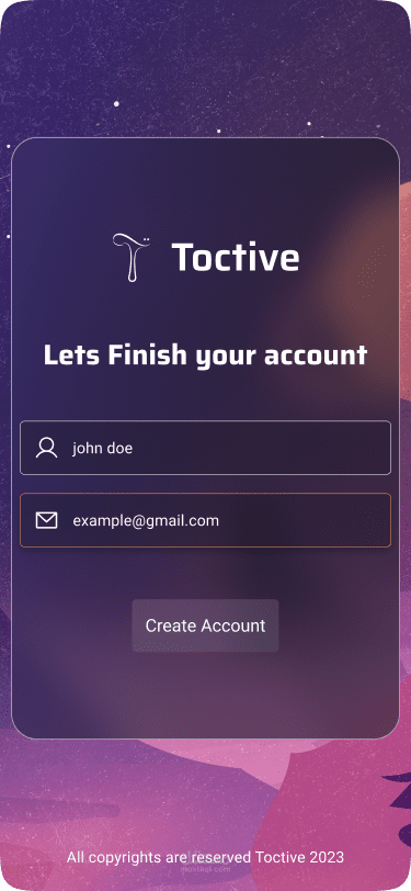 Authentication System Mobile for Toctive Inc