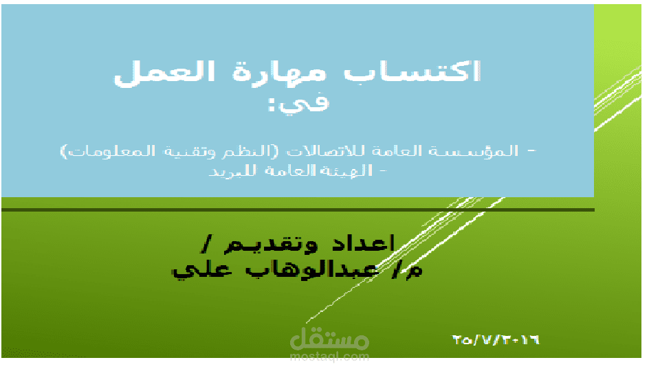 اكتساب مهارة العمل Work Experience