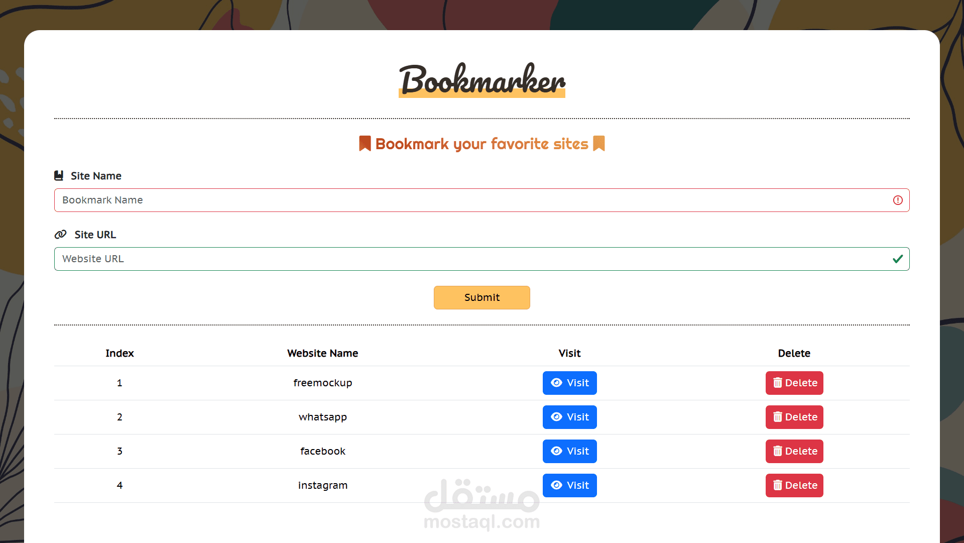 إنشاء موقع  Bookmarker