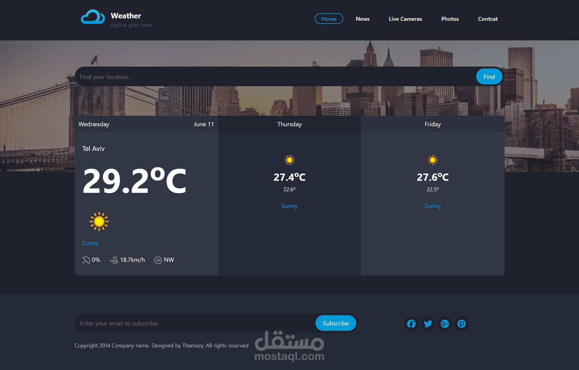 موقع عن الطقس بإستخدام API
