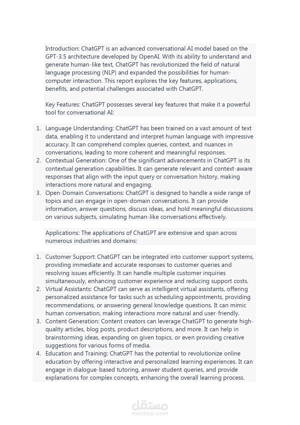 report about chat gpt