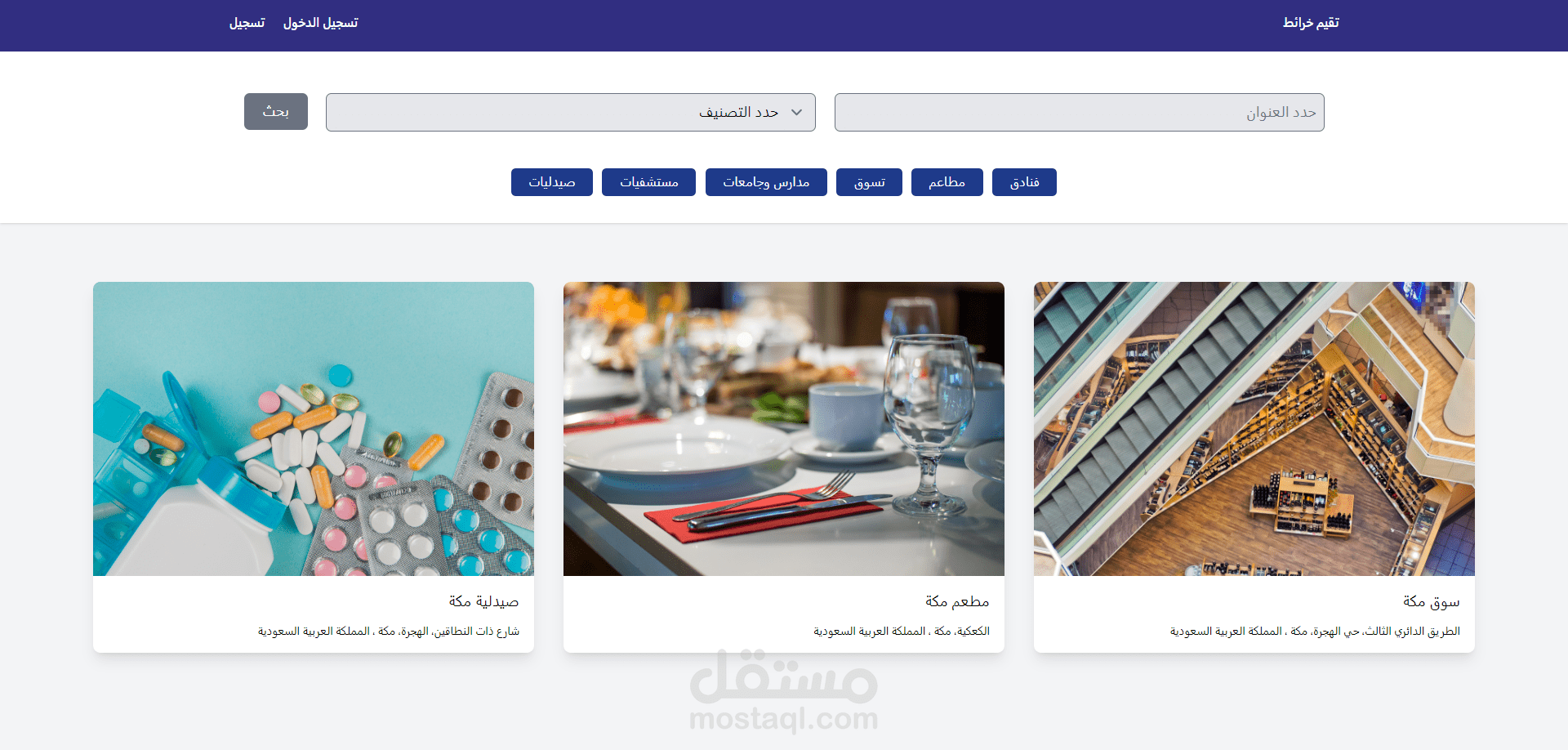 نظام تقييم أماكن علي الخرائط