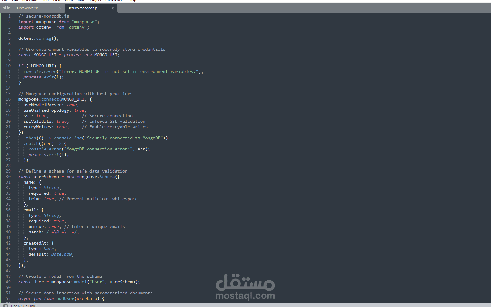 اتصال امن و مشفر و اضافه بينات الي قاعده بينات mongodb بشكل امن بدون ثغره Nosql injection و Information disclosure