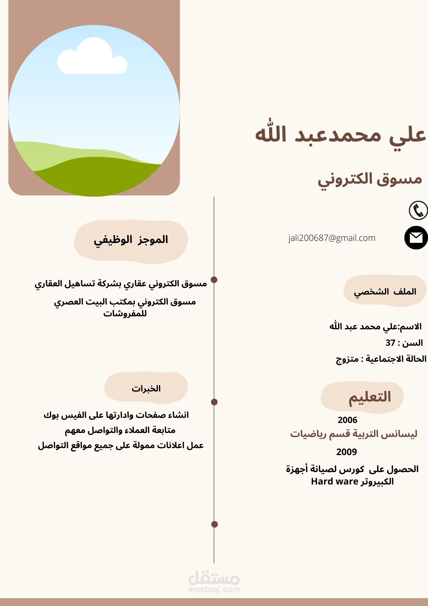 سيرة ذاتية مسوق الكتروني