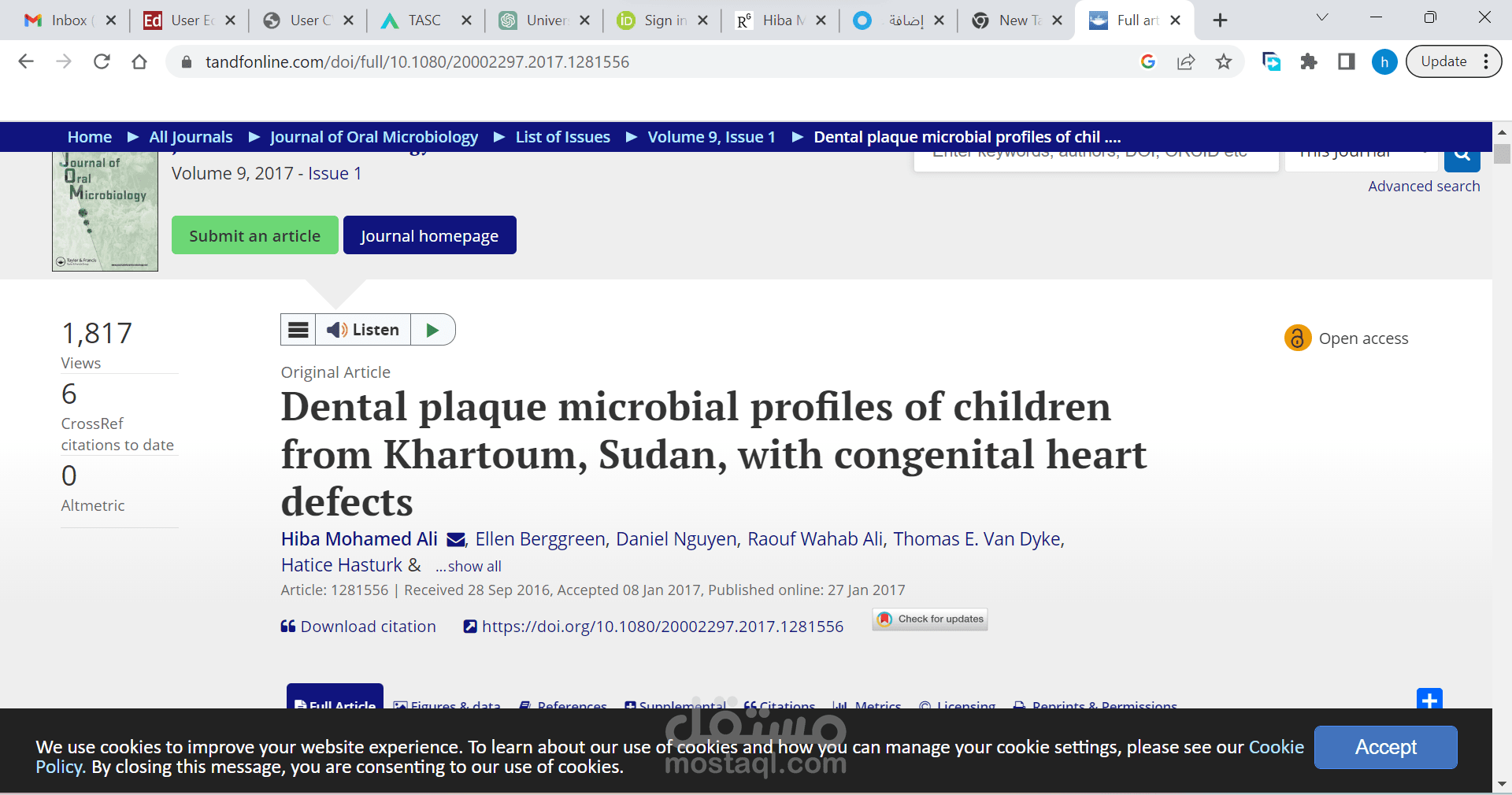 Published Scientific paper in a peer reviewed journal