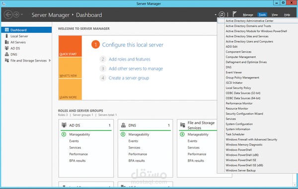 The deployment of an Active directory server and a domain server