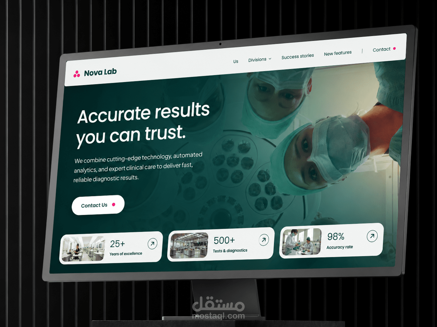 تصميم وتطوير موقع Nova Lab لشركة متخصصة في حلول المختبرات والتشخيص الطبي