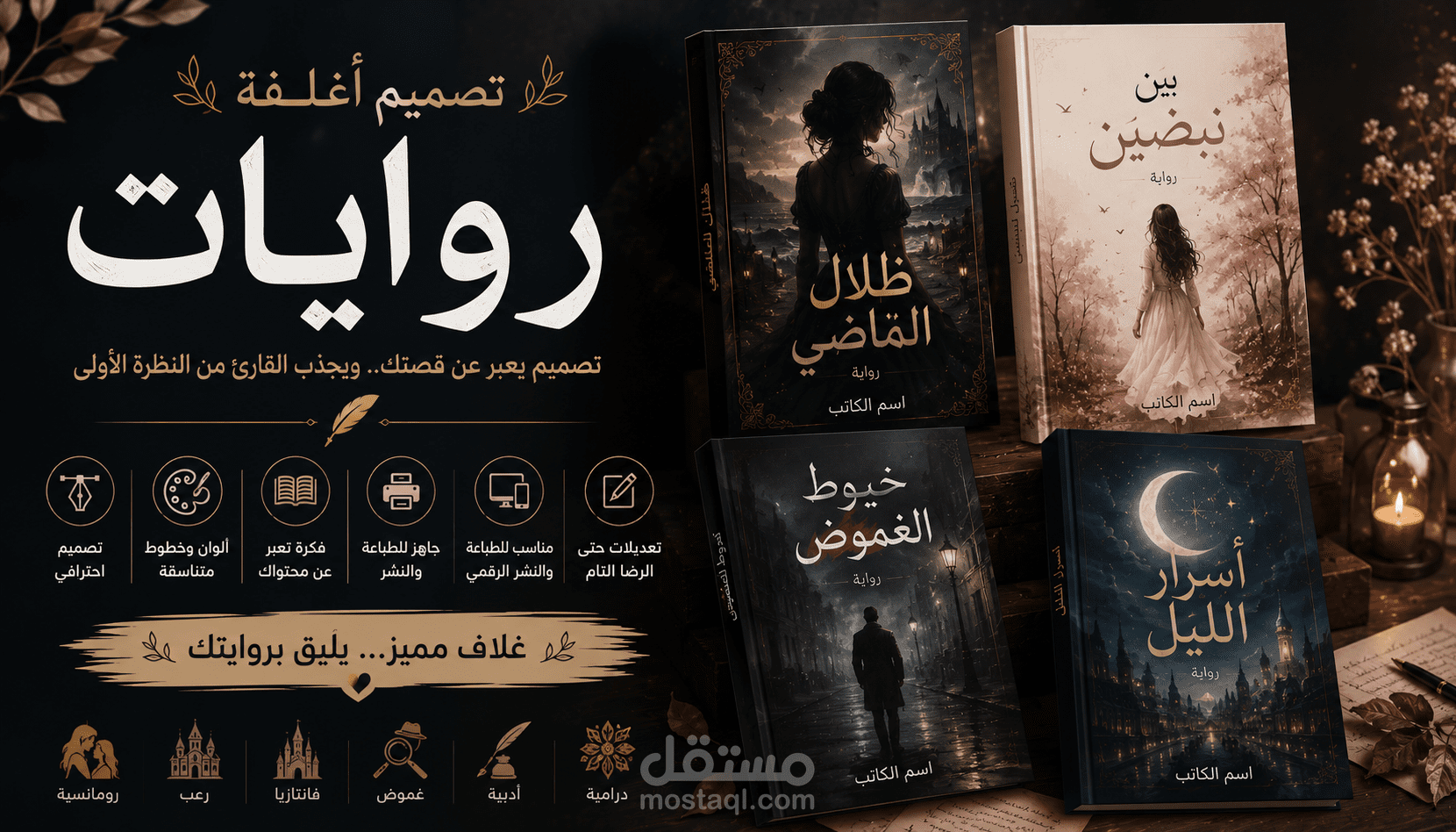 تصميم اغلفة روايات | تصميم يعبر عن قصتك.. و يجذب القارئ من النظرة الأولى