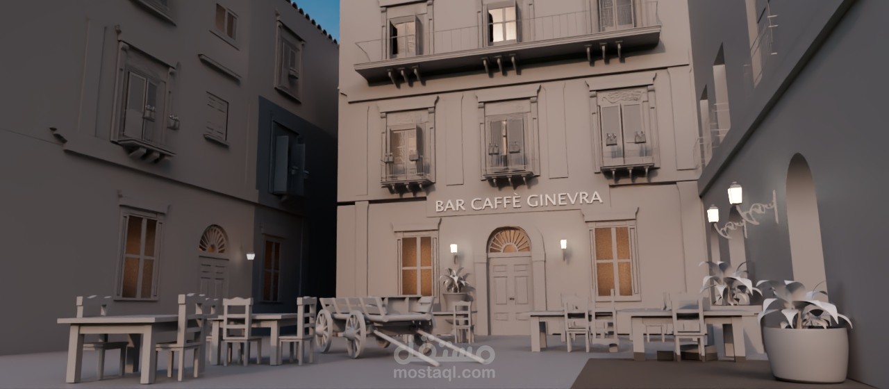 نمذجة ثلاثية الأبعاد 3D لبيئة لعبة المافيا